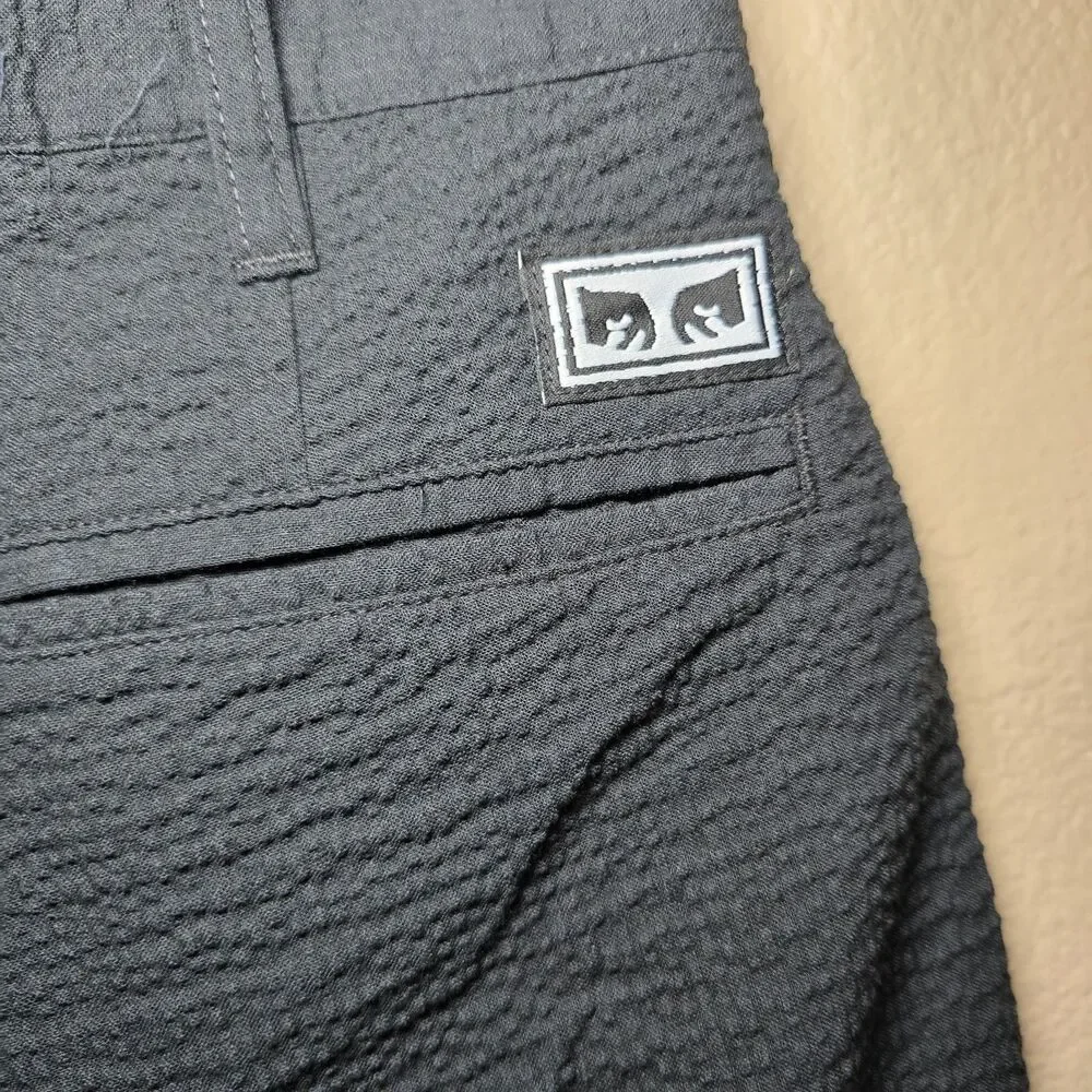 Obey Men’s 27 FUBAR Seersucker Pants Black NWT Pleated Cotton Blend